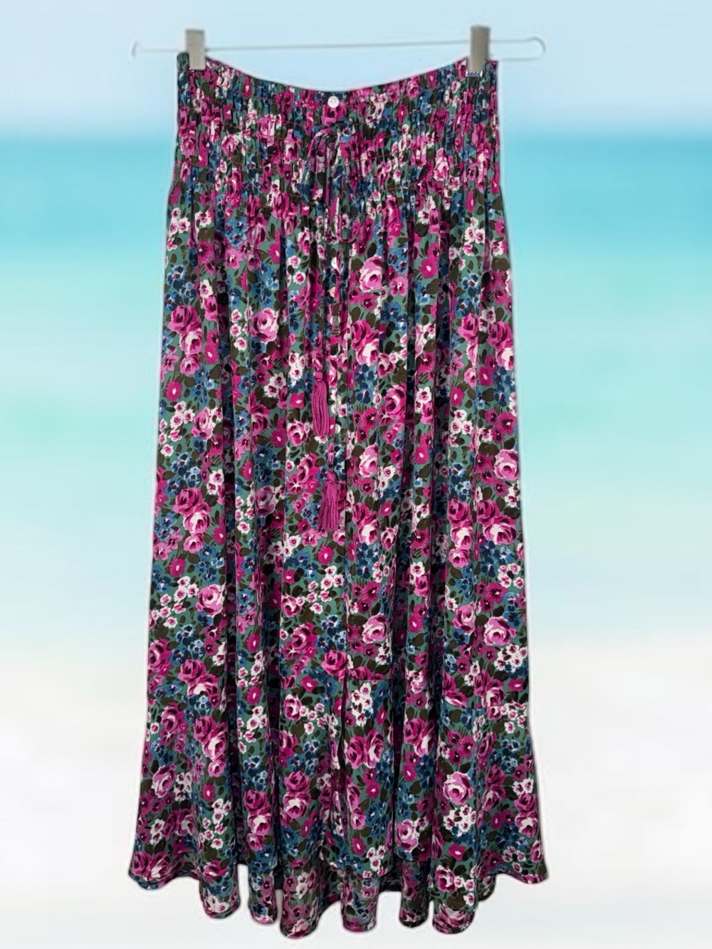 eesome Floral Maxi Skirt in Pink, Green & Blue